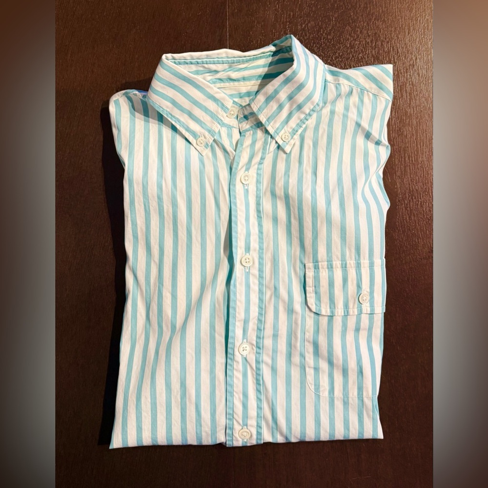 GANT by Michael Bastian Exploration Striped Button Down Shirt Blue White Size M - Picture 2 of 9